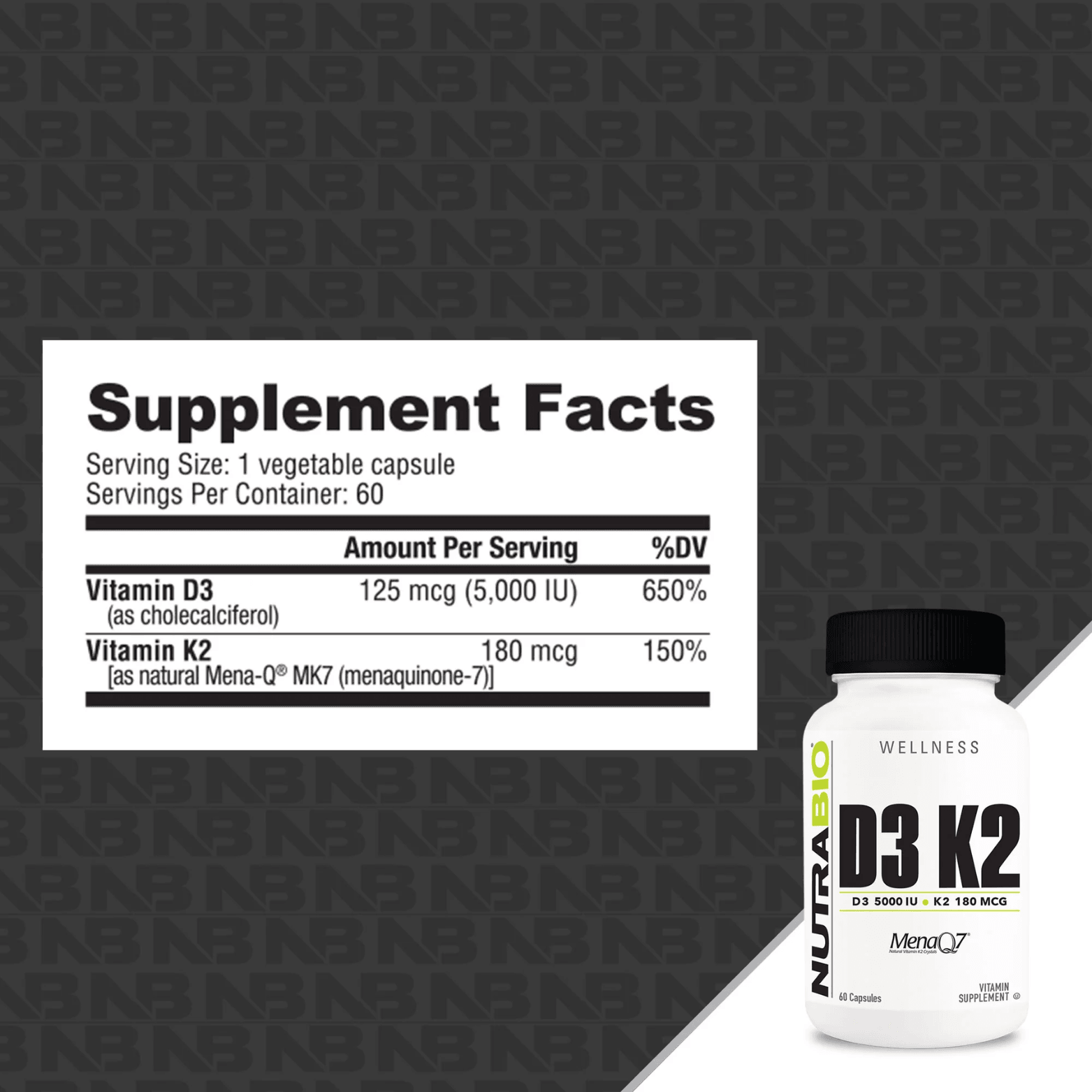 D3/K2 (5000iu D3 / 180mcg K2) - 60 Serving - Competitive Edge Nutrition