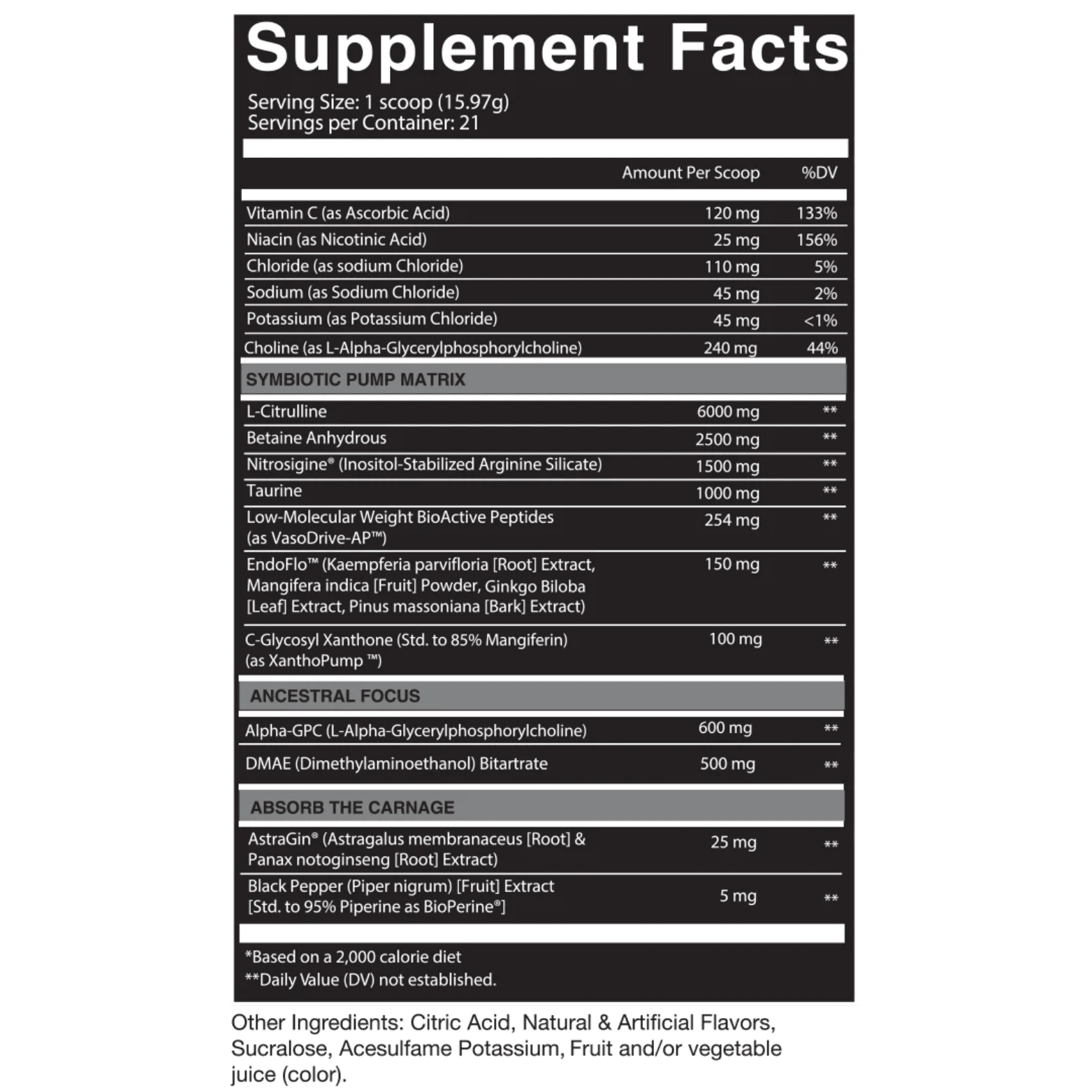 CARNAGE NON STIM PUMP - 21 Serving - Competitive Edge Nutrition