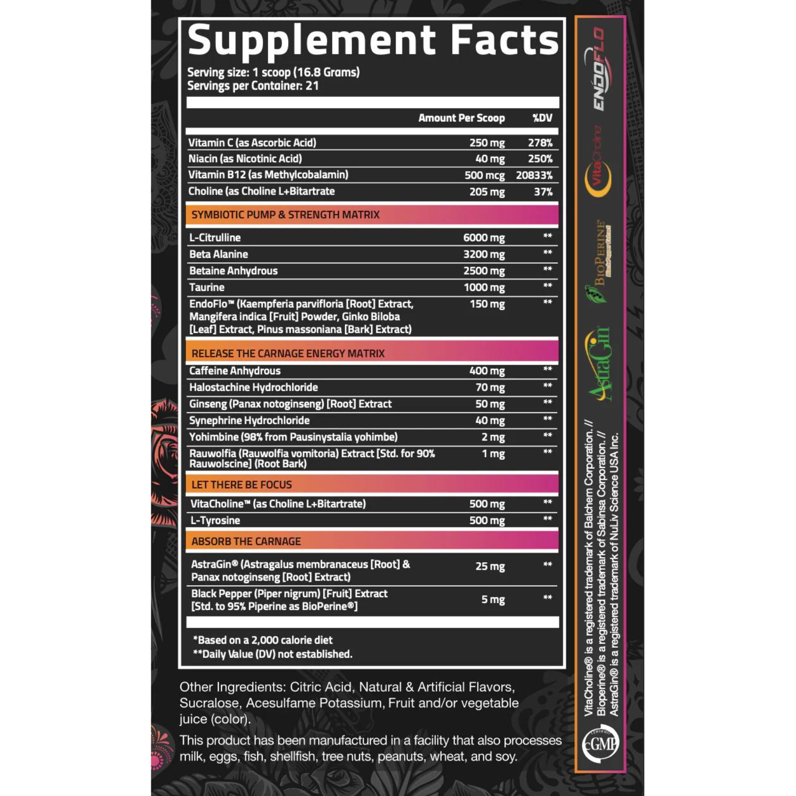 CARNAGE ADVANCED PRE - 21 Servings